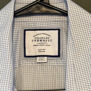 Charles Tyrwhitt White and Blue Grid Dress Shirt